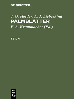 cover image of J. G. Herder; A. J. Liebeskind
